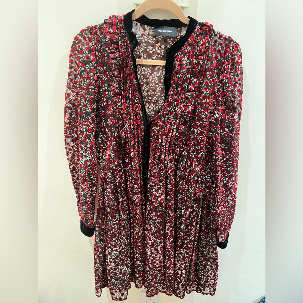 Kooples dress black and red velvet great for holidays long sleeve